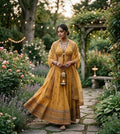 Mustard Yellow Mirror Work Mehendi Dress Set — Made to Order